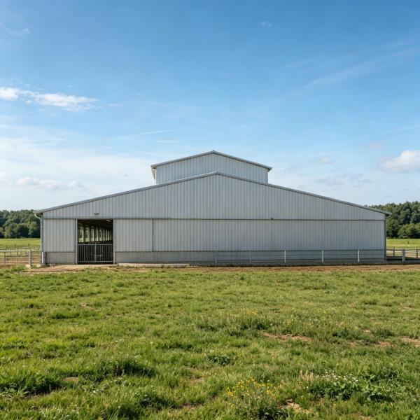 Prefab Steel Structure Cow House for Livestock Breeding Farm Column-Free Ranch Cattle Barn
