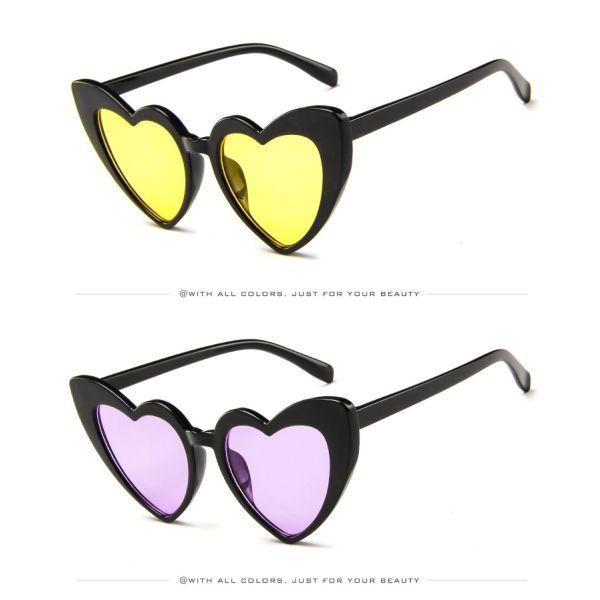 Plastic Designer Female Lady Fashion Heart Sunglasses Multi Colors 155MM
