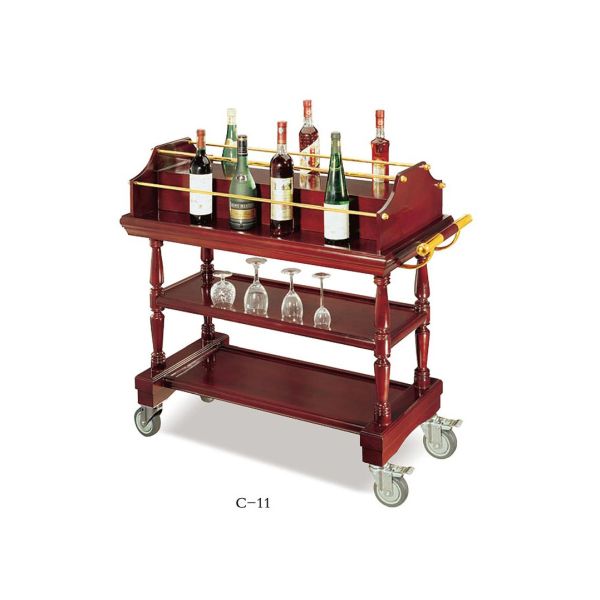 2 полки чернят деревянное оборудование обслуживания вагонетки вина роскошного отеля ликера/напитка комнаты