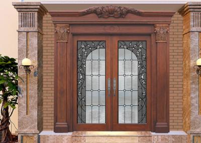Wood Frame Dedorative Sliding Glass Door , Black Patina Internal Glass Sliding Doors