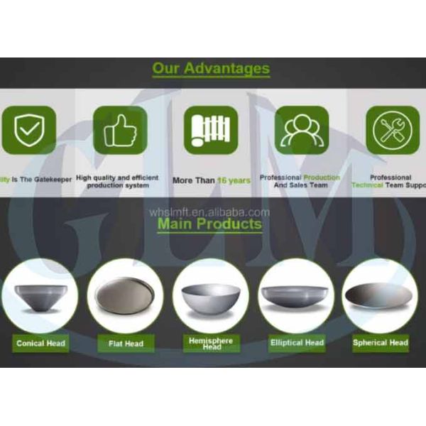 89MM 2000MM Semi Elliptical Stainless Steel Dish Head For Boilers And Containers PED GB