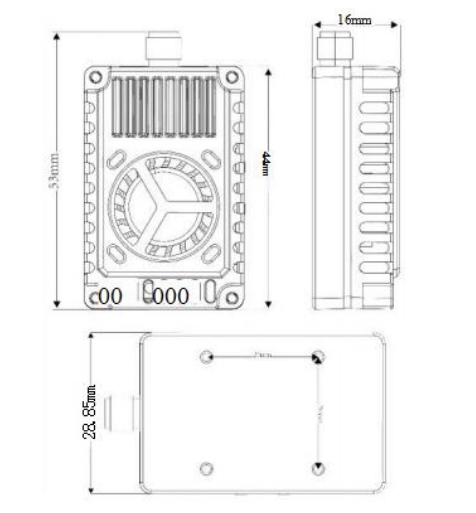 Transmisor FPV ultraligero de 4W 1.7G 8 CH Peso 25.85g VTX de alta potencia 1.7Ghz Baja latencia para drones de carreras