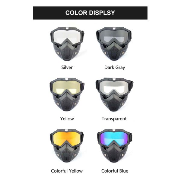 HD Motorcycle Goggles with Optional 1/2/3 Layers Face Foam and Windproof Face Mask