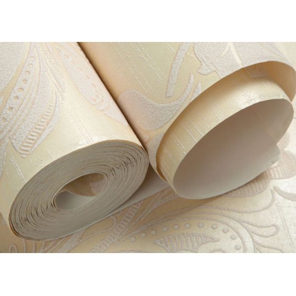 Бежевые флористические современные заволакивания стены для предпосылки TV, самомоднейших обоев офиса