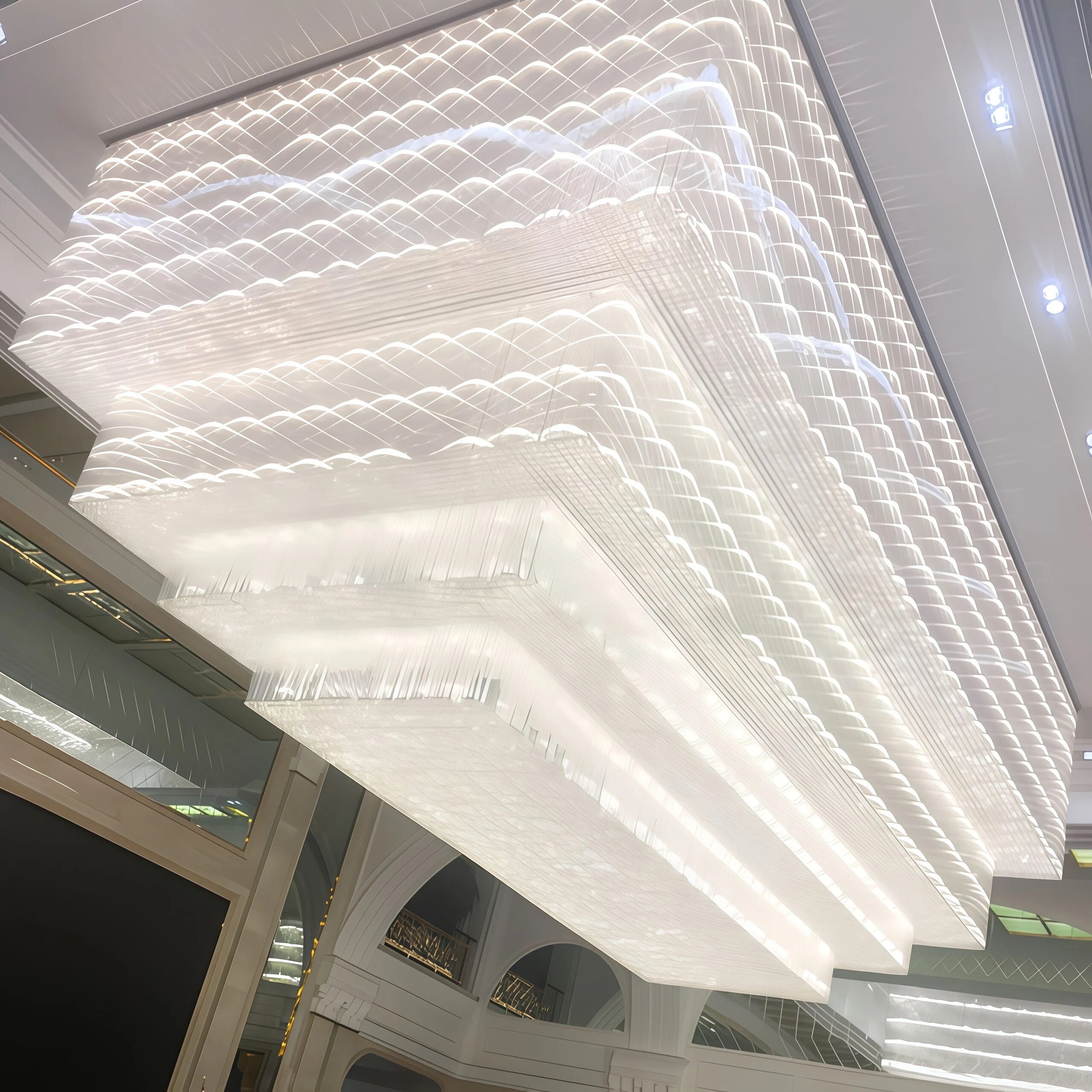 JYLIGHTING Luxury Tiered Rectangular Crystal Chandelier, Custom Metal‑Framed Ceiling Lamp for Grand Lobby and Commercial Interior Projects