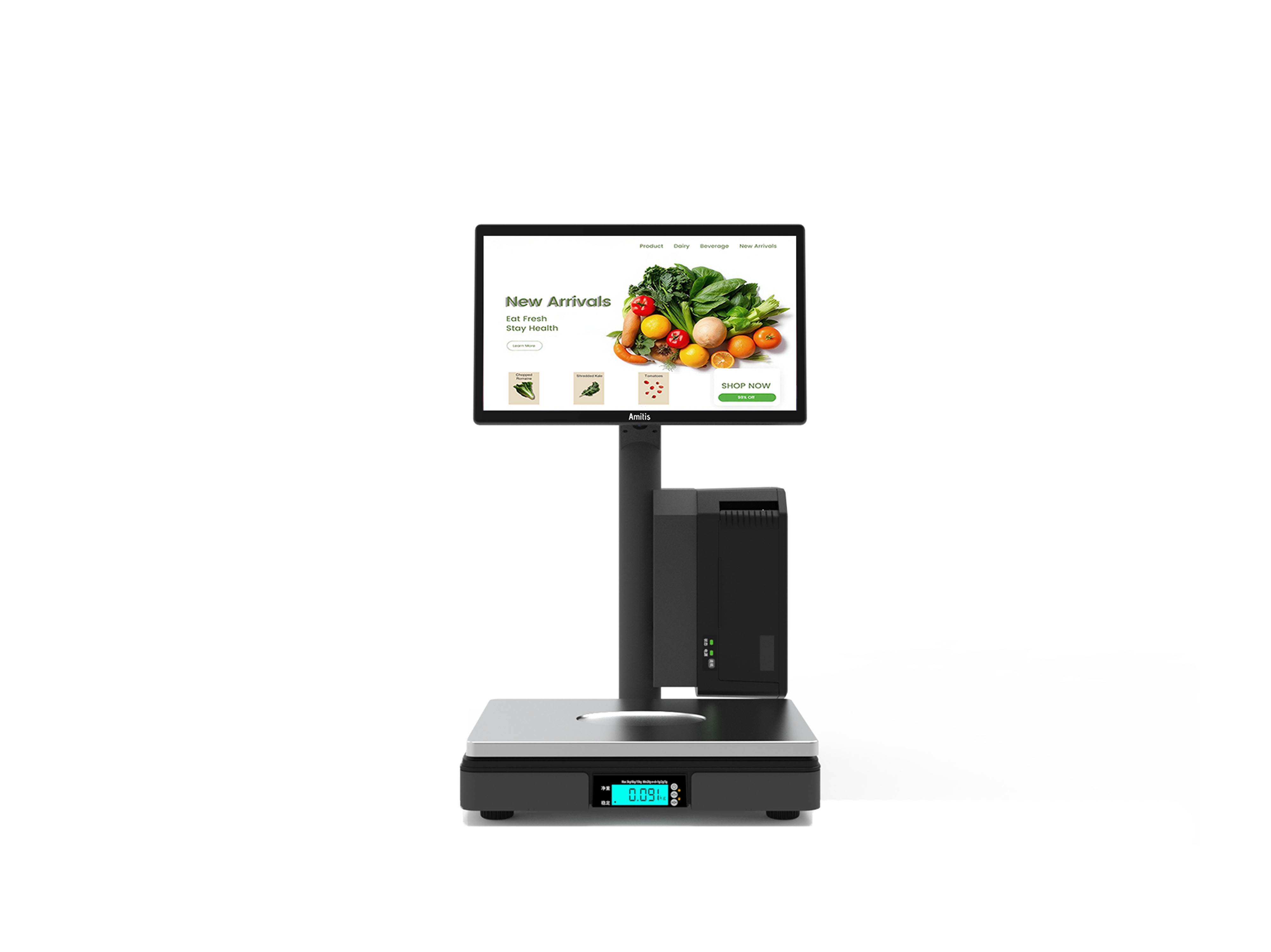 AS-12 15.6" AI POS Weighing Scale Aluminum Weighing System For Win Linux Android