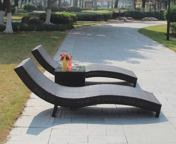 Leisure Aluminium PE Rattan Sunbed All weather Outdoor Garden Patio Lounge chaise chair