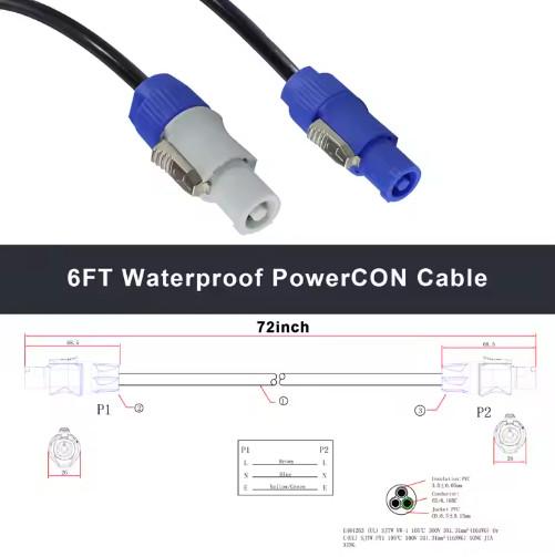 15A 250V Flame-Retardant PowerCON-Compatible Industrial Power Supply