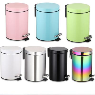 Colorful Eco - Friendly  Indoor Trash Can 5L Waste Can Foot Pedal 3 Size