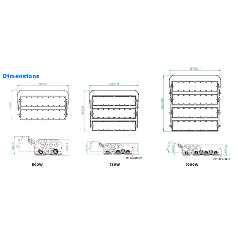 DUALRAYS 600W F4 LED Floodlight for Tennis Court Lighting 84000lm 140lmw