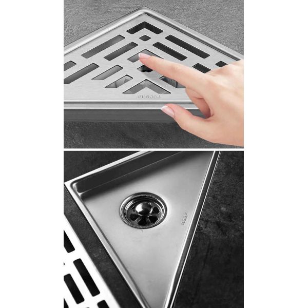 Anti Odor Triangle Shower Floor Drain 304 Stainless Steel Material