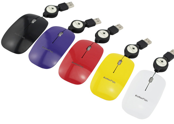 Super Long Working life , Ransparent Shell 800 DPI Optical Computer Wired Mouse WIth USB Retreactable Cable
