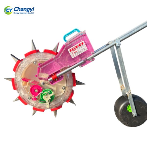 Heavy Duty Iron Hand Push Seeder Rust Resistant Coating For 4Kg Seed Capacity