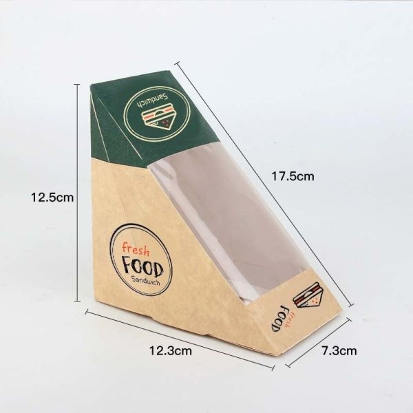 OEM Triangular Transparent Window Breakfast Bread Dessert Packaging Sandwich Paper Box