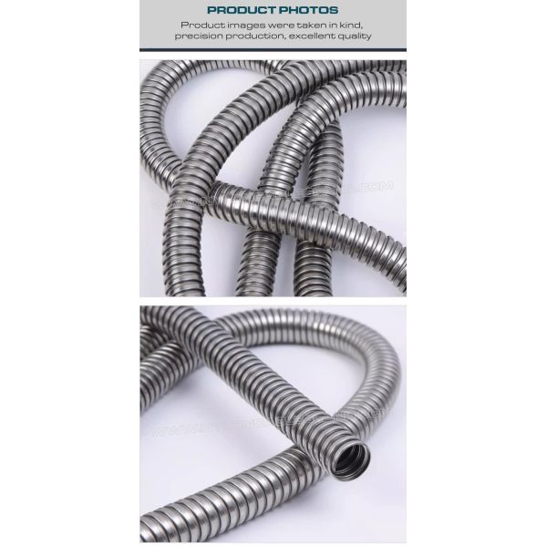 304/316 Stainless Steel Flexible Corrugated Conduit DN20 (Ø20mm x Ø24.3mm) 50M/Reel for Protecting Wires or Cables