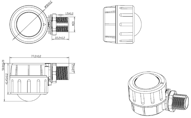 M20 Male Side Thread Infrared PIR Motion Detector For LED Triproof Light IP20