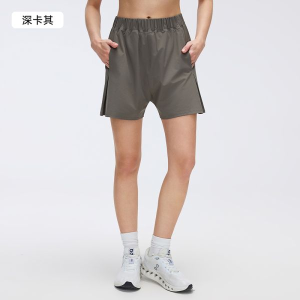 Lavender Elastic Waist Casual Shorts with Side Pockets for Women Daily and Athletic Wear