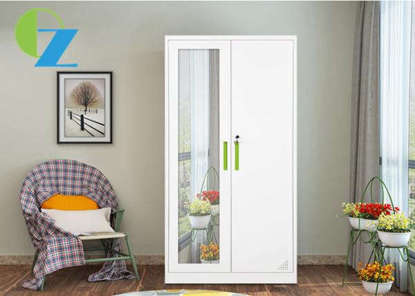 Steel Double Door Cupboard With Mirror , Commercial Metal Storage Cupboard