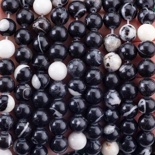 8mm Black Zebra Jasper Gemstone Beads Healing Crystal Stone Beads For Jewelry Making