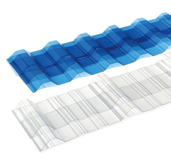 Azul de 0,8 mm a 2,8 mm de plástico resistente a altas temperaturas de policarbonato ondulado Tejas de hoja para techos de entornos extremos