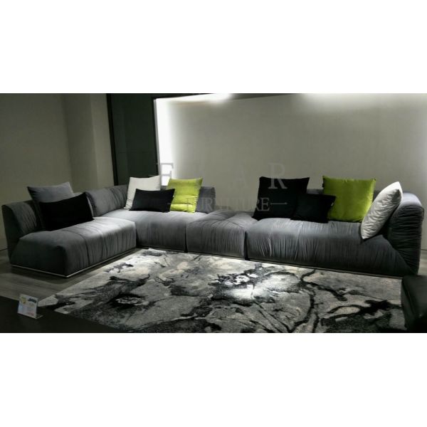 European Modern Elegant Extra Large Velvet Black Sectional Sofa Furniture