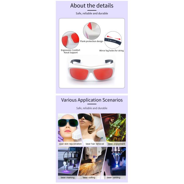CO2 200nm-2000nm CE EN207 Fiber Cutting Welding Goggles Eye Protection Protective Ipl Hair Removal Goggle Laser Safety Glasses