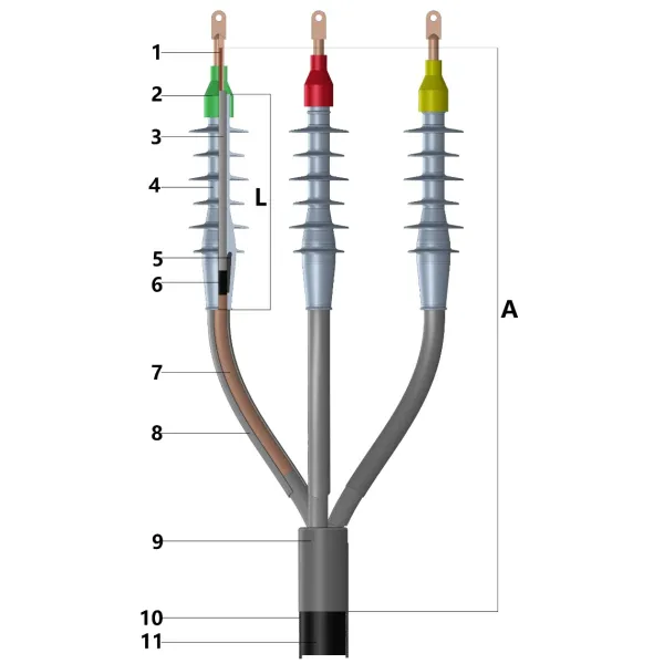 Outdoor Cold Shrink Termination Kit Waterproof Seal Grey Cable Terminal