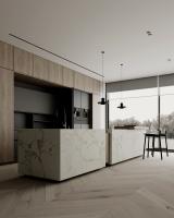 Customized White And Black Kitchen Cabinets Bar Table Modern Kitchen Set