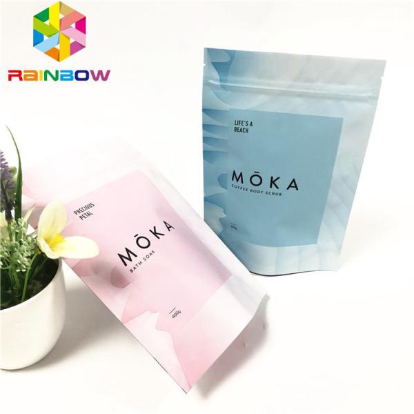 Body scrub stand up  pouch reusable packaging bag with tear notches customized pouches