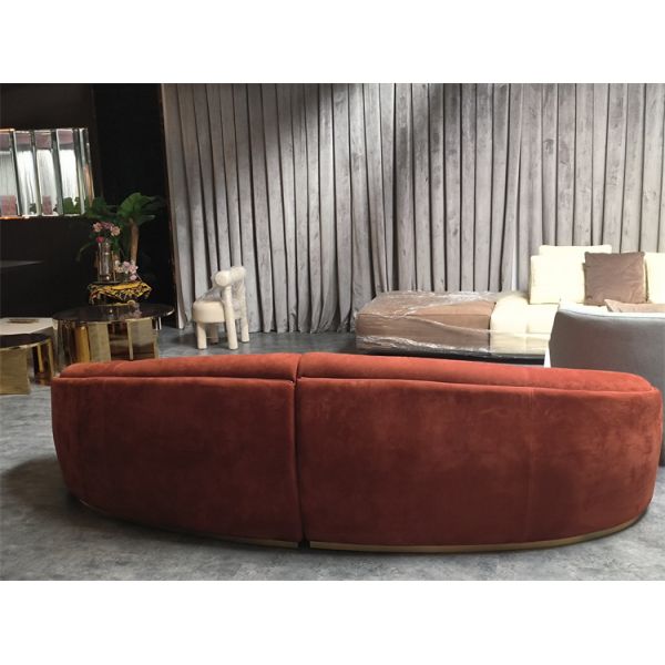 Velvet Fabric Luxury Living Room Furniture Sets Sofa Brown Red Italian Style Couch