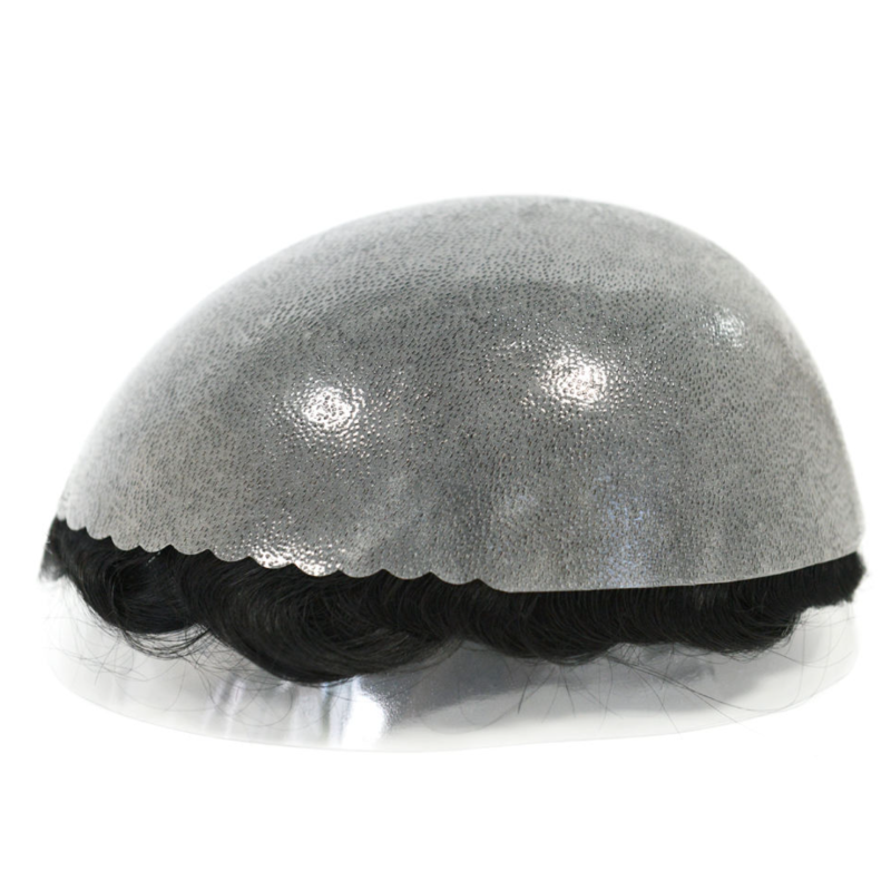 SKIN V-looped Human Hair Pieces 0.12-0.14mm Polyskin Proteses Toupee 130% Density Durable Men Wig Men's Capillary Prothesis