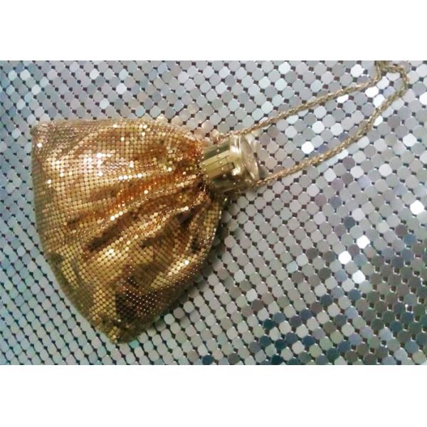 Shimmering Metal Sequin Fabric , Metal Mesh Fabric Curtain Shape Customized