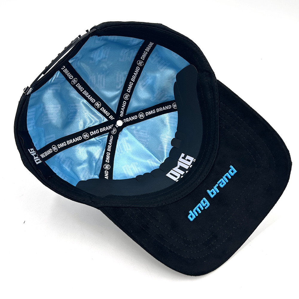 Custom Baseball Caps 3D Embroidery 5 Panel Suede Satin Lining Design Hat