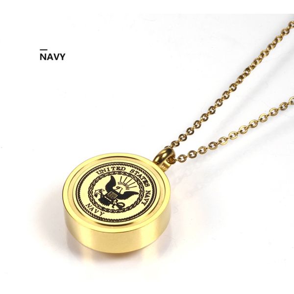 Army Navy Reserve Air Officer Commemorative Urn Ashes Necklace Cremation Jewelry 316L