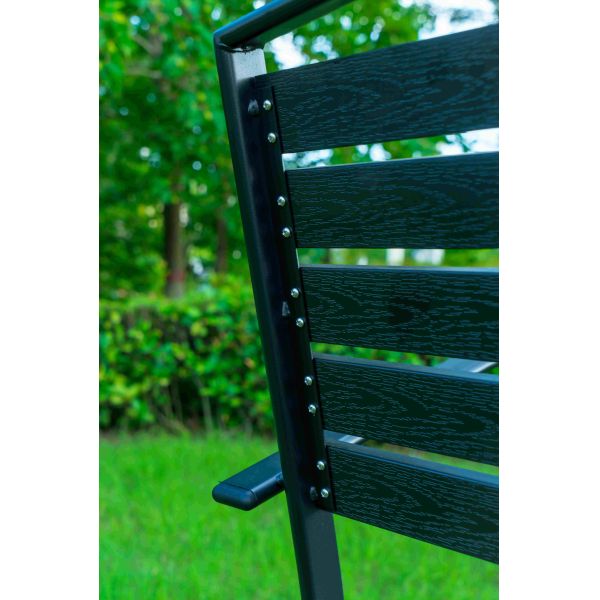 Black 11 Pieces Plastic Wood Modern Outdoor Garden Furniture Table Set 8-10 Seater Extendable Patio Dining Table Chairs