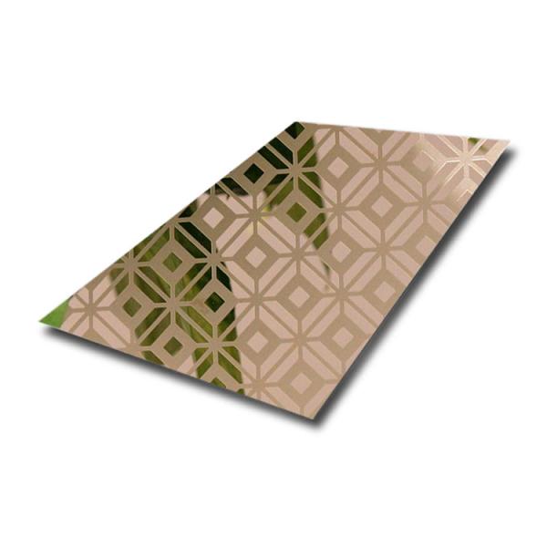 8K Mirror Etched Gold Color Art Stainless Steel Decorative Sheet 4FT X 8FT For Interior Wall