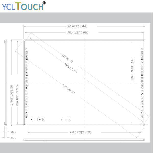 Large Interactive Electronic Whiteboard 86 Inch Infrared 20 Points Touch Screen