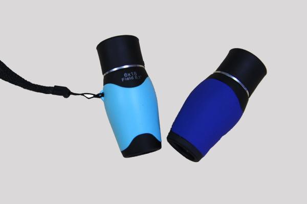 6x18 Cute Blue Color Mini Monocular Telescope 10.5mm Eye Relief With Rubber Eye Cup