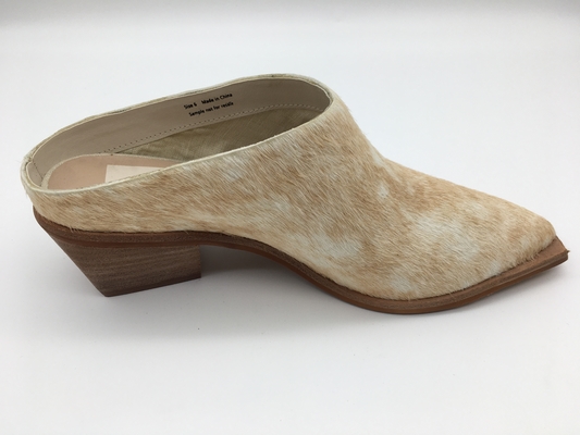 Leather Material Womens Mule Heels , 4.5 inch high heel mules With Close Toe