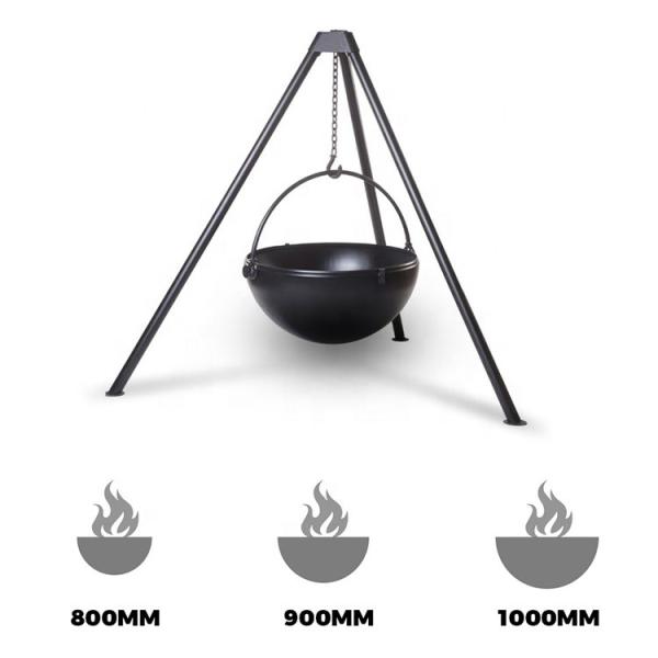 Hemisphere Corten Steel Fire Globe Tripod Hanging Fire Pit BBQ Grill