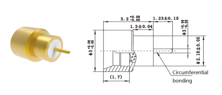 50Ω 40GHz Hermetically Sealed SMPM Plug Full Detent for PCB Solder with Pin OD 2.18mm Aerospace RF Connectors with Low Insertion Loss