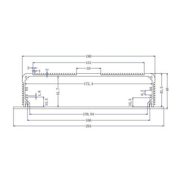 204x48x150mm Extruded Large Aluminum Enclosure With Heatsink Sides In Black Silver Color