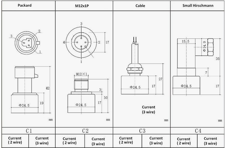 4-20mA 0.5-4.5v Refrigerant Pressure Sensor / Pressure Transmitter Packard
