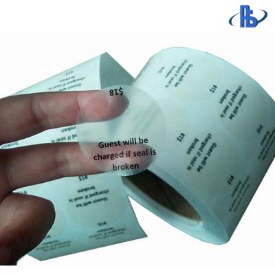 Round Seal Matte Transparent Destructible Vinyl Label Stickers Single Sided Adhesive