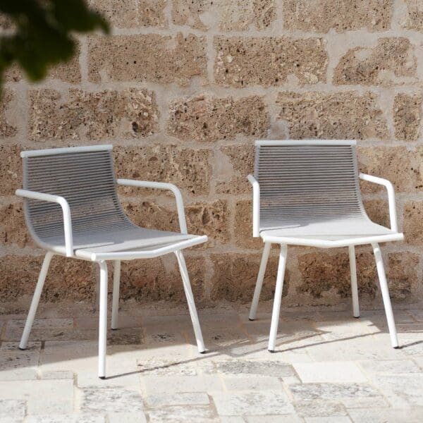 Metal Minimalist Garden Set AJUNION Aluminum Dining Chair Rope Weave Outdoor Furniture