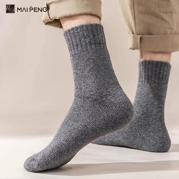 Thick Warm Cozy Solid Color Wool Socks Terry Winter Crew Socks