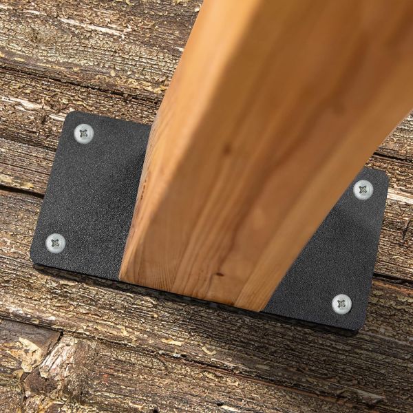 Black Steel Plate Post Anchor Base 2 pc for Wood Joint Wood Fence and Mail Post Bracket