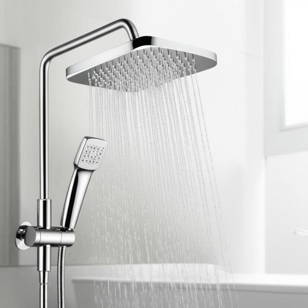 White Modern Wall-Mounted Shower Faucet Panel Dual-Control Diverter with 4-Function Handheld Spray