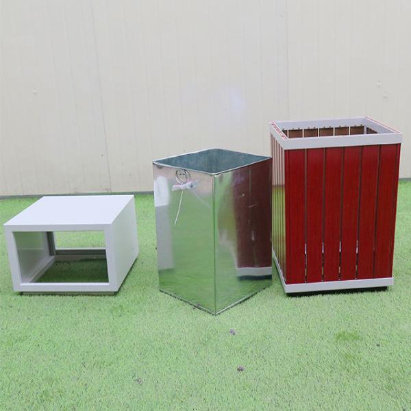 Outdoor EN840 Certificate 45L WPC Wooden Waste Bin With Liner