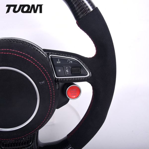 Genuine Carbon Fiber Alcantara Leather Audi Steering Wheel With Knobs